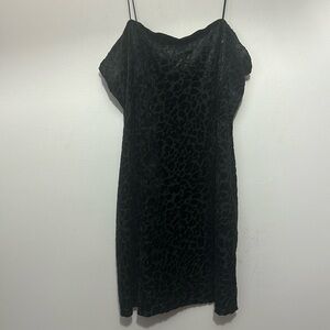 Wild Fable Leopard Print Velvet Black Slip Dress, size XL
